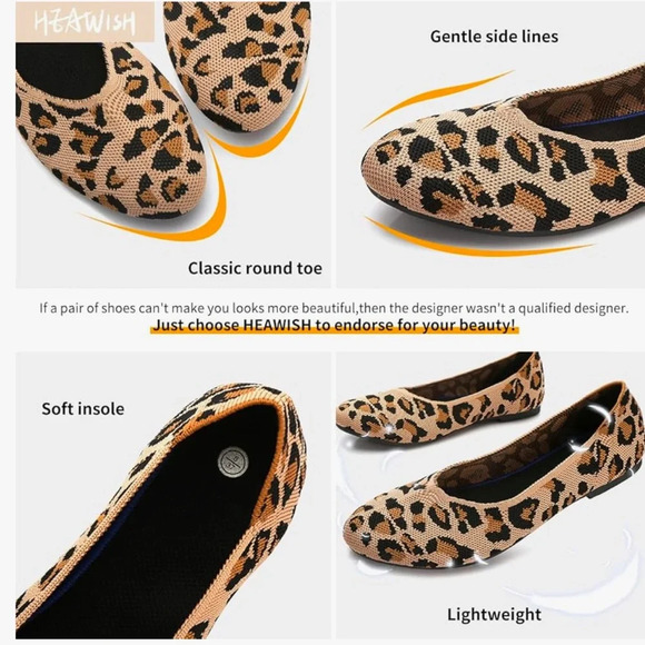 NWOT Round Toe Ballet Flat Comfortable Classic Mesh Dress Shoes Brown Le… - Picture 3 of 5